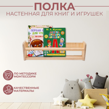 Навесная полка одноярусная для книг и игрушек